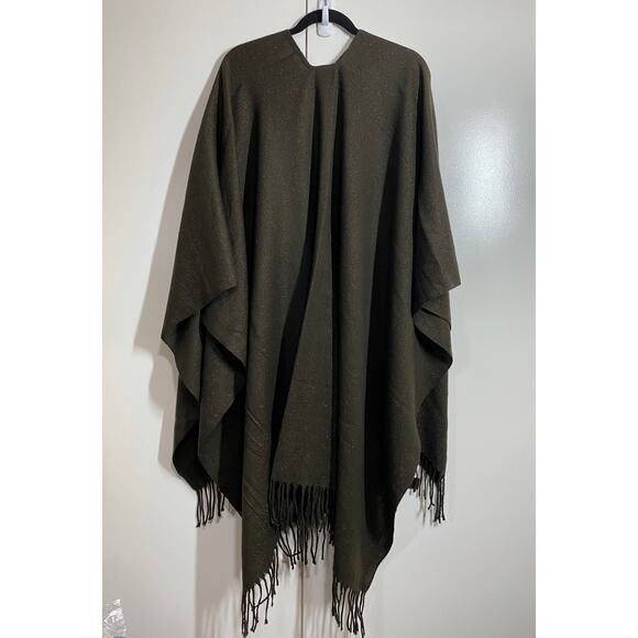 Lane Bryant Brown with Bronze Shimmer Shawl Poncho Wrap Cape Fringe - Picture 5 of 8